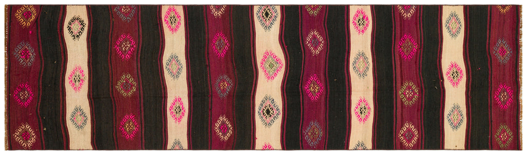 Striped Over Dyed Kilim Rug 2'7'' x 9'6'' ft 80 x 290 cm