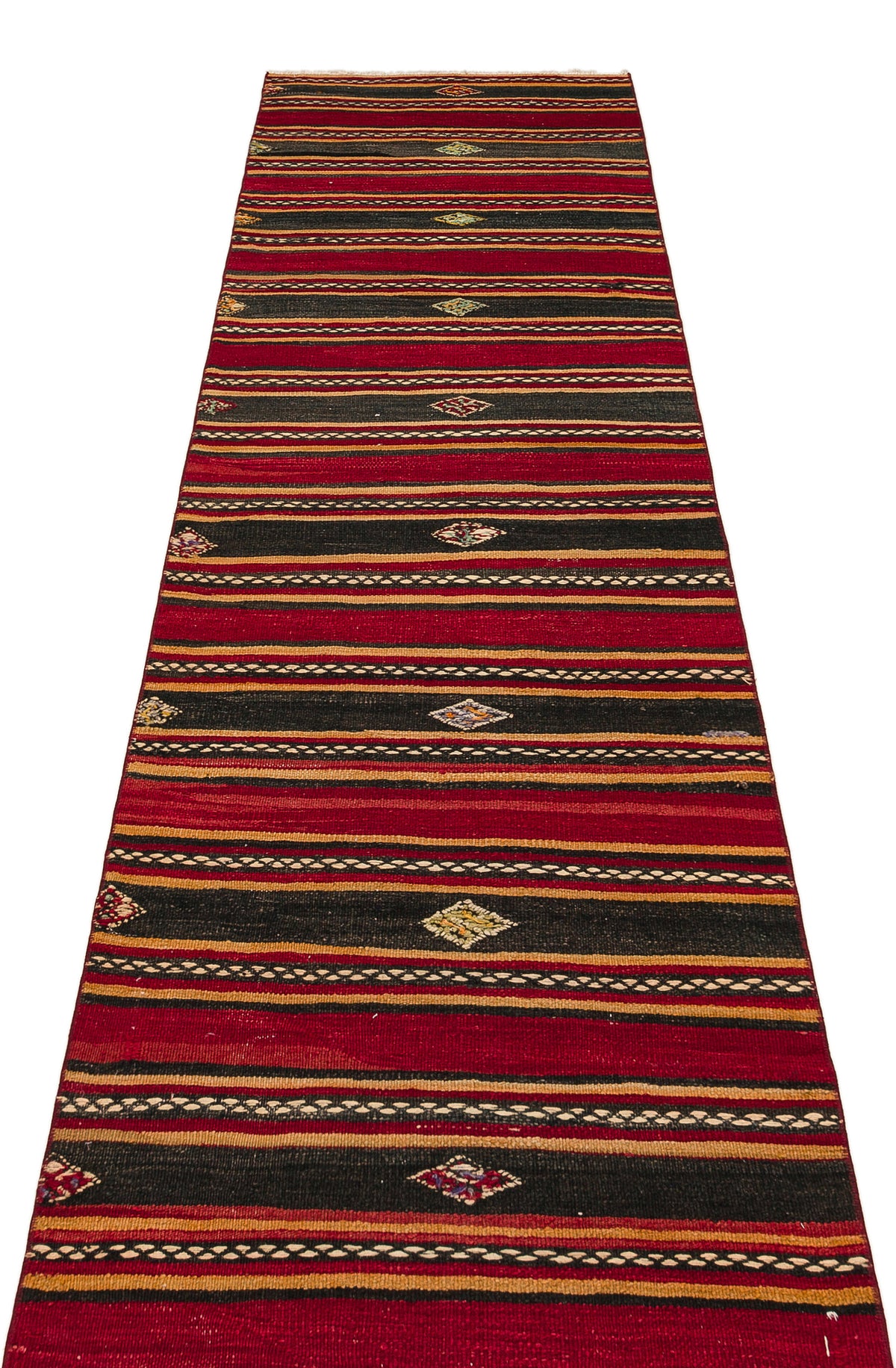 Striped Design Hand Knotted Kilim Runner 2&#39;8&#39;&#39; x 11&#39;2&#39;&#39; ft 82 x 341 cm