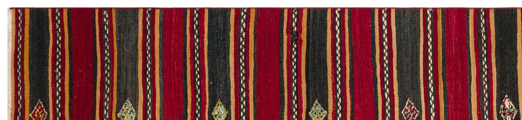 Striped Design Hand Knotted Kilim Runner 2'8'' x 11'2'' ft 82 x 341 cm