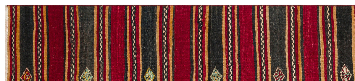 Striped Design Hand Knotted Kilim Runner 2&#39;8&#39;&#39; x 11&#39;2&#39;&#39; ft 82 x 341 cm