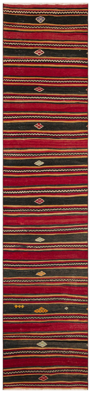 Striped Over Dyed Kilim Rug 2'7'' x 11'4'' ft 80 x 345 cm