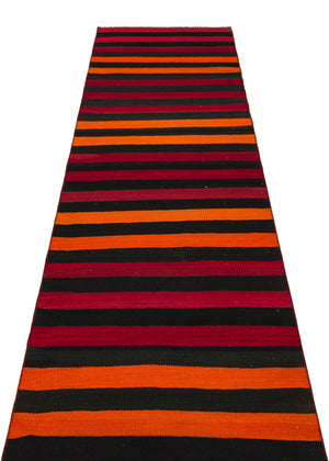 Striped Over Dyed Kilim Rug 2'8'' x 9'7'' ft 82 x 292 cm