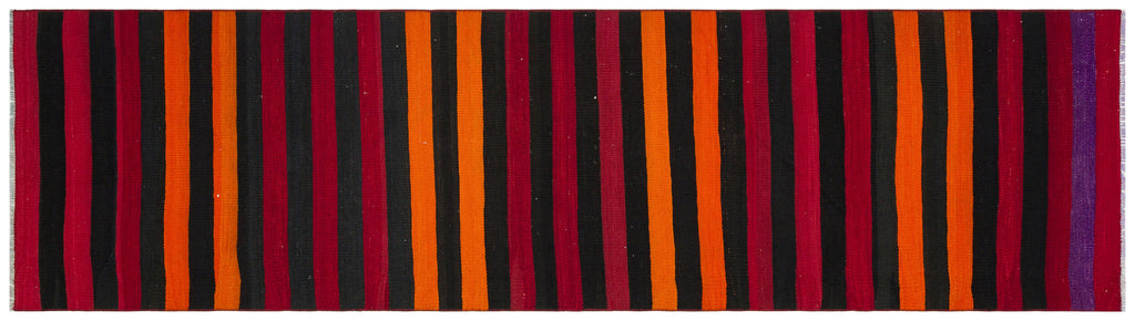 Striped Over Dyed Kilim Rug 2'8'' x 9'7'' ft 82 x 292 cm