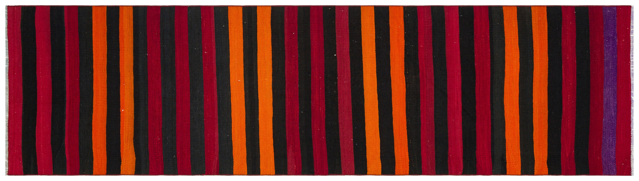 Striped Over Dyed Kilim Rug 2'8'' x 9'7'' ft 82 x 292 cm