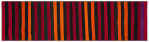 Striped Over Dyed Kilim Rug 2'8'' x 9'7'' ft 82 x 292 cm