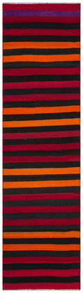 Striped Over Dyed Kilim Rug 2'8'' x 9'7'' ft 82 x 292 cm