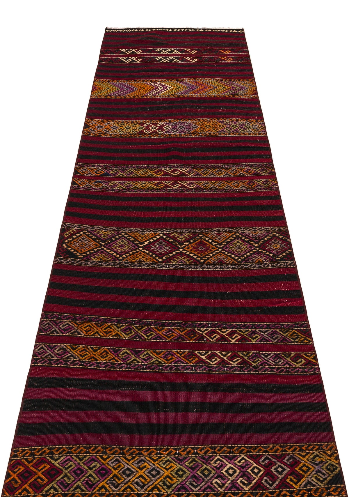 Striped Over Dyed Kilim Rug 2&#39;6&#39;&#39; x 9&#39;4&#39;&#39; ft 77 x 284 cm