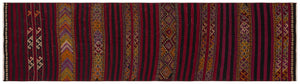 Striped Over Dyed Kilim Rug 2'6'' x 9'4'' ft 77 x 284 cm