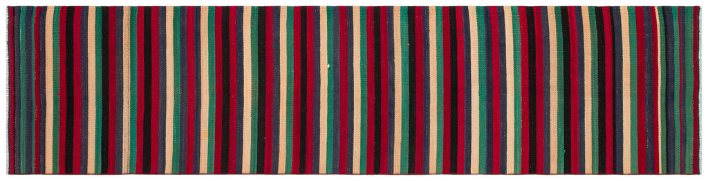 Striped Over Dyed Kilim Rug 2'4'' x 9'6'' ft 72 x 290 cm