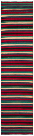 Striped Over Dyed Kilim Rug 2'4'' x 9'6'' ft 72 x 290 cm