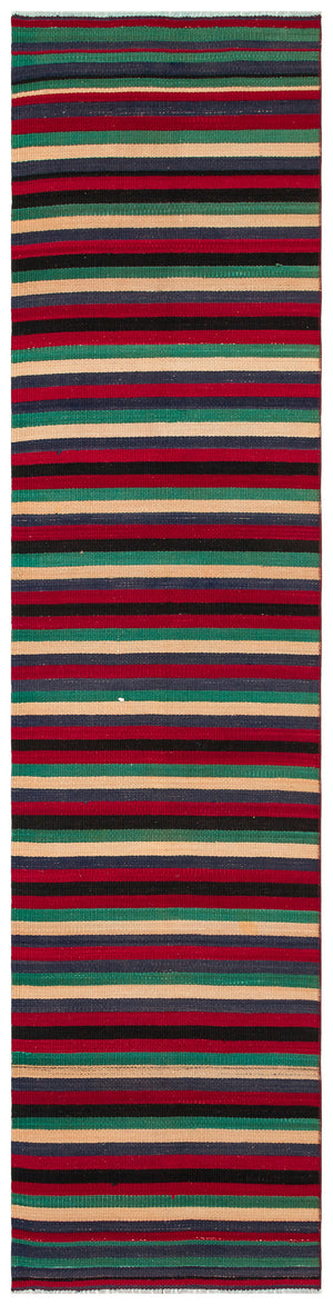 Striped Over Dyed Kilim Rug 2'4'' x 9'6'' ft 72 x 290 cm