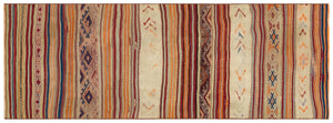 Striped Over Dyed Kilim Rug 2'8'' x 7'7'' ft 82 x 232 cm