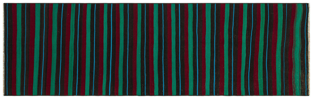 Striped Over Dyed Kilim Rug 2'5'' x 8'4'' ft 74 x 255 cm