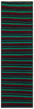 Striped Over Dyed Kilim Rug 2'5'' x 8'4'' ft 74 x 255 cm