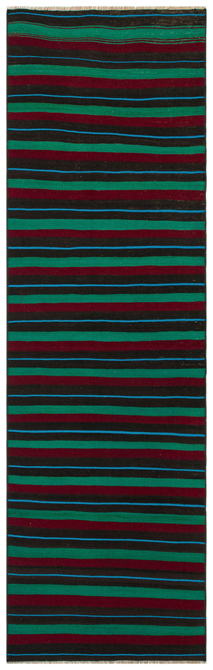 Striped Over Dyed Kilim Rug 2'5'' x 8'4'' ft 74 x 255 cm
