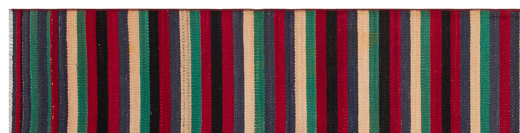 Striped Over Dyed Kilim Rug 2'4'' x 9'6'' ft 71 x 290 cm