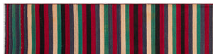 Striped Over Dyed Kilim Rug 2'4'' x 9'6'' ft 71 x 290 cm