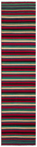 Striped Over Dyed Kilim Rug 2'4'' x 9'6'' ft 71 x 290 cm