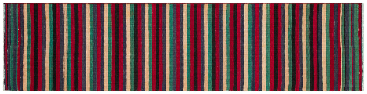 Striped Over Dyed Kilim Rug 2&#39;4&#39;&#39; x 9&#39;6&#39;&#39; ft 71 x 290 cm