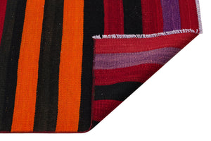 Striped Over Dyed Kilim Rug 2'7'' x 9'7'' ft 80 x 292 cm