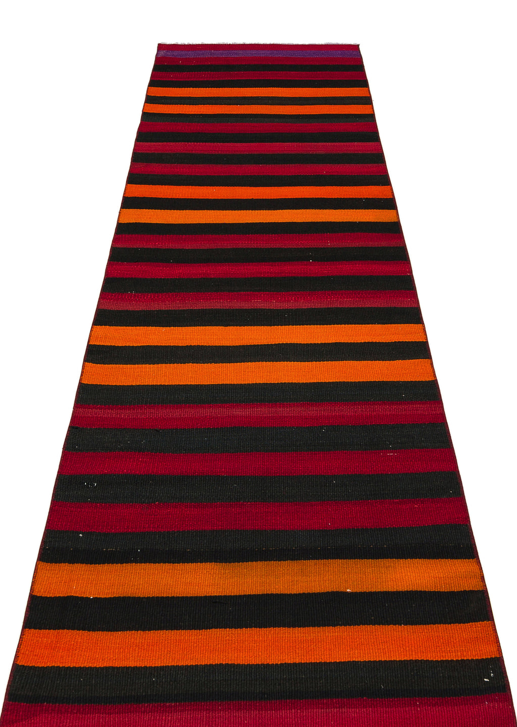 Striped Over Dyed Kilim Rug 2'7'' x 9'7'' ft 80 x 292 cm