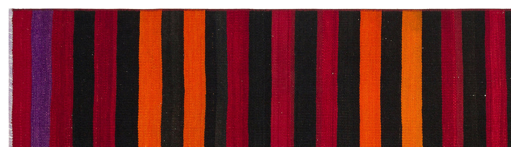 Striped Over Dyed Kilim Rug 2'7'' x 9'7'' ft 80 x 292 cm