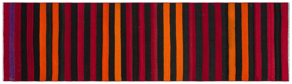 Striped Over Dyed Kilim Rug 2'7'' x 9'7'' ft 80 x 292 cm