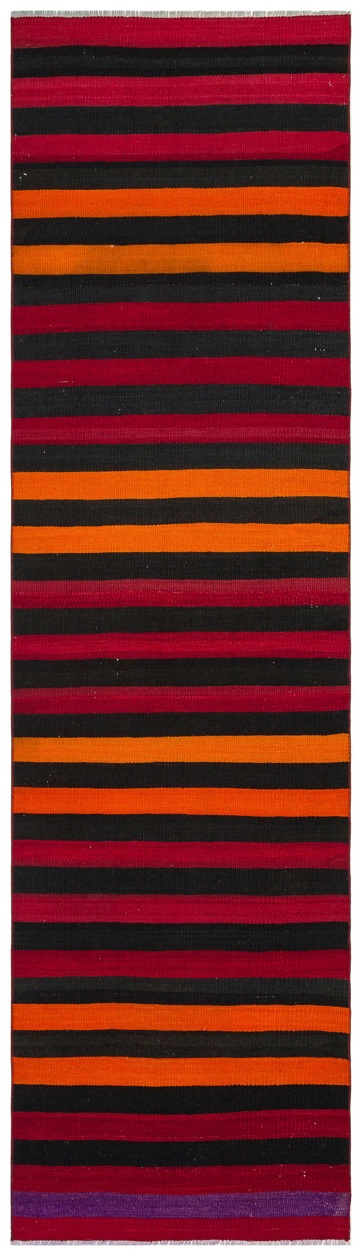 Striped Over Dyed Kilim Rug 2'7'' x 9'7'' ft 80 x 292 cm