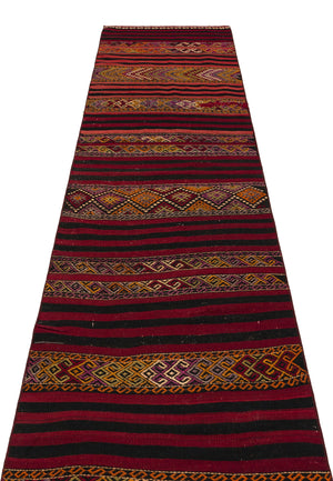 Striped Over Dyed Kilim Rug 2'6'' x 9'2'' ft 77 x 280 cm