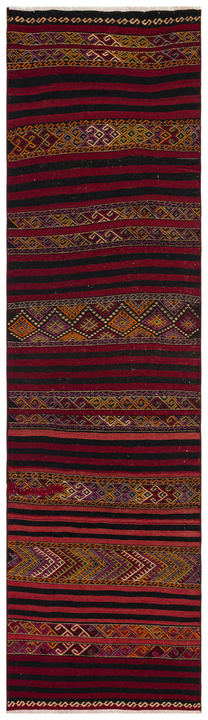 Striped Over Dyed Kilim Rug 2'6'' x 9'2'' ft 77 x 280 cm