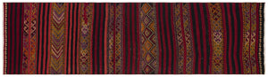 Striped Over Dyed Kilim Rug 2'6'' x 9'2'' ft 77 x 280 cm