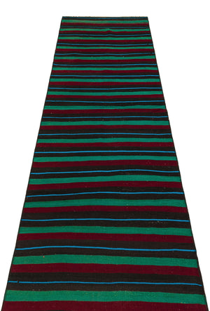 Striped Over Dyed Kilim Rug 2'6'' x 8'4'' ft 76 x 253 cm