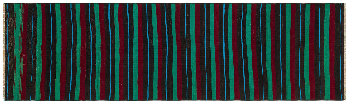 Striped Over Dyed Kilim Rug 2&#39;6&#39;&#39; x 8&#39;4&#39;&#39; ft 76 x 253 cm