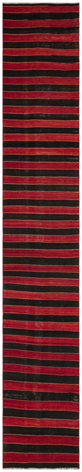Striped Over Dyed Kilim Rug 2'6'' x 14'8'' ft 77 x 446 cm