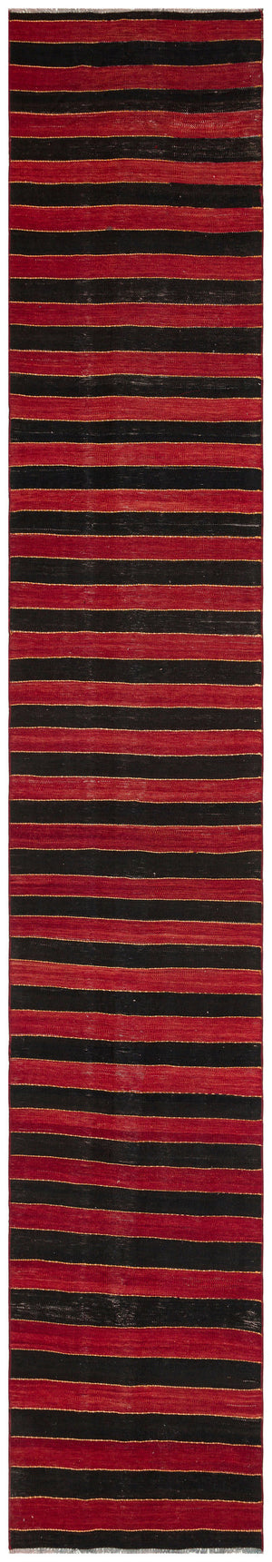 Striped Over Dyed Kilim Rug 2'6'' x 14'8'' ft 77 x 446 cm