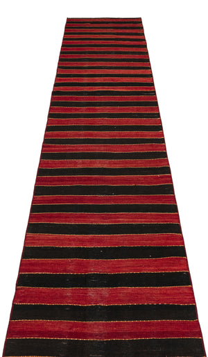 Striped Over Dyed Kilim Rug 2'6'' x 14'8'' ft 77 x 446 cm