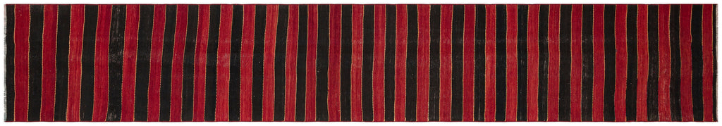 Striped Over Dyed Kilim Rug 2'6'' x 14'8'' ft 77 x 446 cm