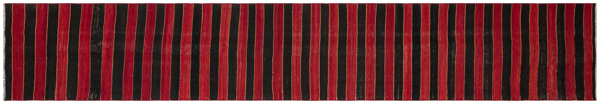 Striped Over Dyed Kilim Rug 2&#39;6&#39;&#39; x 14&#39;8&#39;&#39; ft 77 x 446 cm