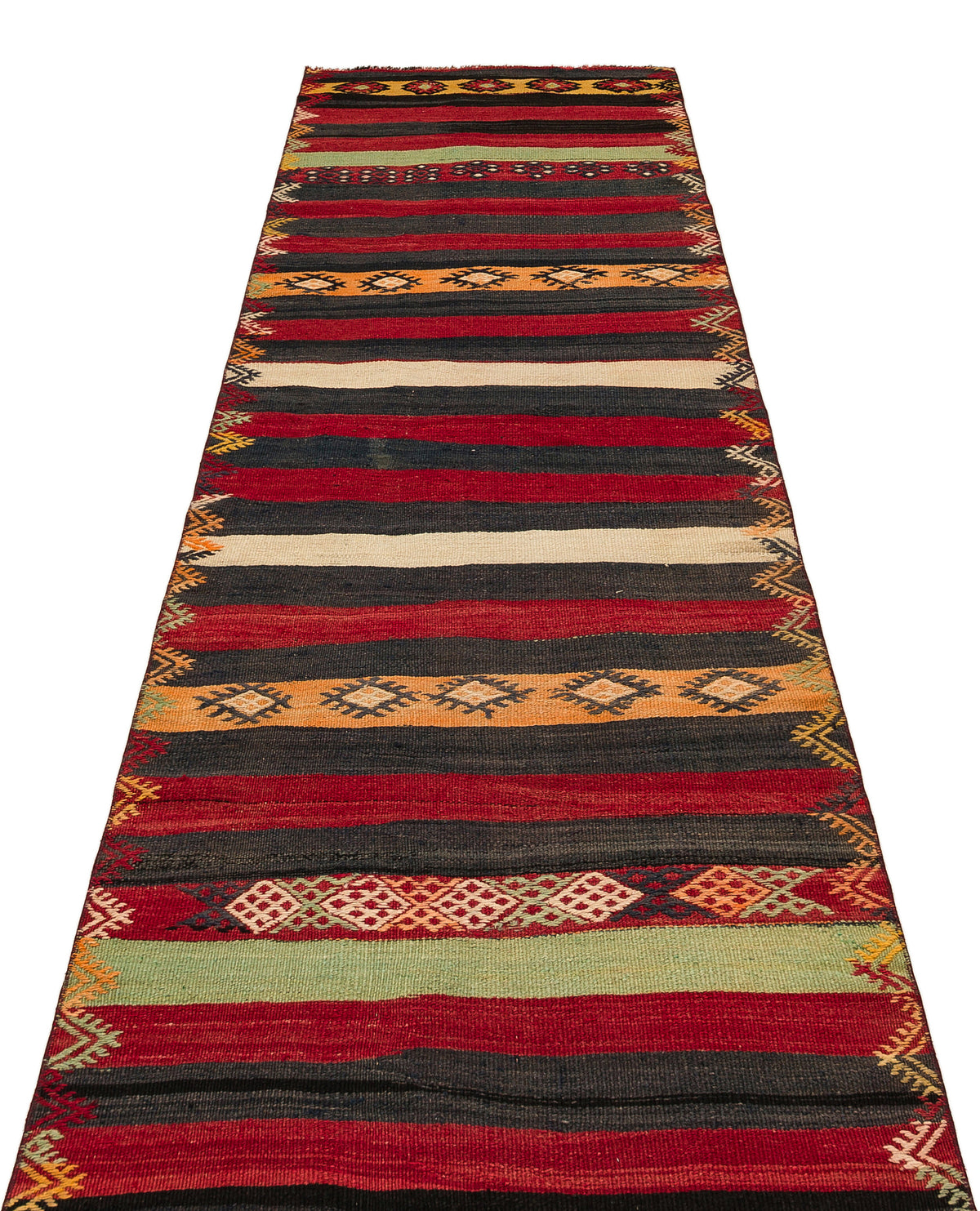 Striped Over Dyed Kilim Rug 3&#39;1&#39;&#39; x 10&#39;2&#39;&#39; ft 94 x 310 cm