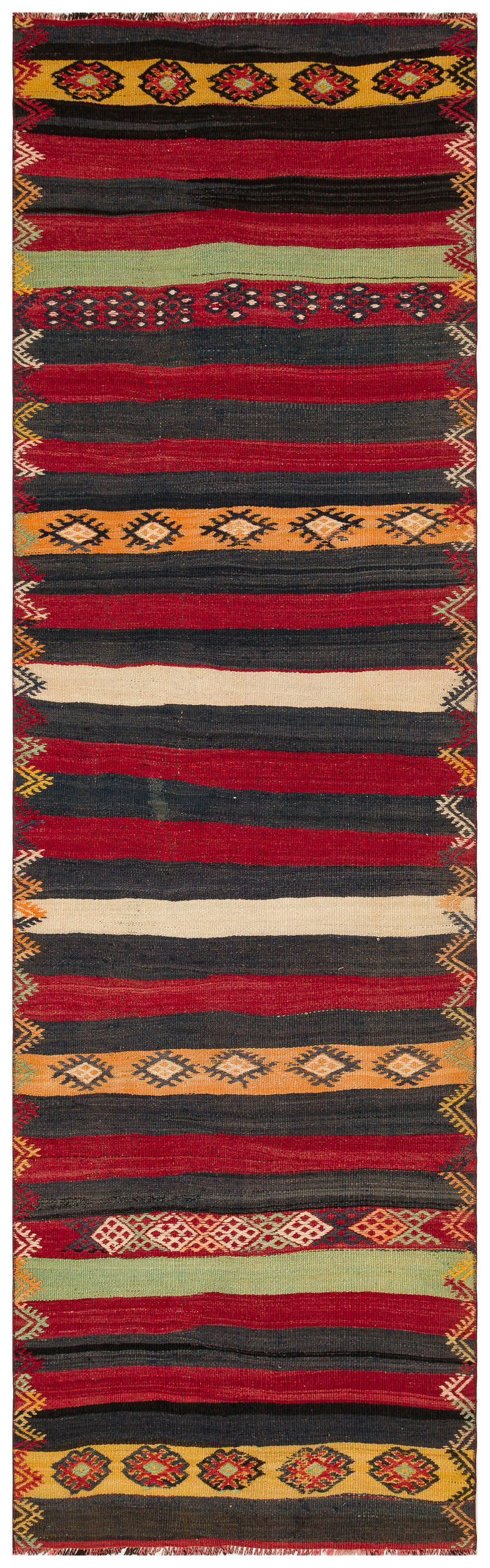 Striped Over Dyed Kilim Rug 3&#39;1&#39;&#39; x 10&#39;2&#39;&#39; ft 94 x 310 cm