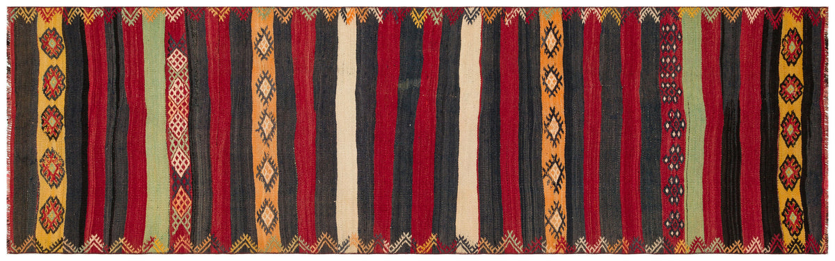 Striped Over Dyed Kilim Rug 3&#39;1&#39;&#39; x 10&#39;2&#39;&#39; ft 94 x 310 cm