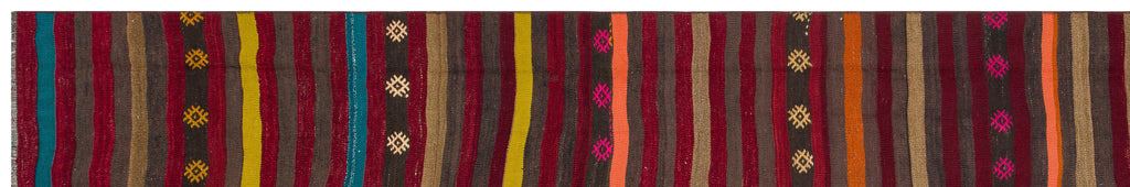 Striped Over Dyed Kilim Rug 2'8'' x 15'9'' ft 81 x 480 cm