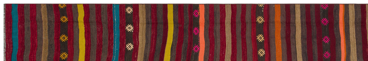 Striped Over Dyed Kilim Rug 2&#39;8&#39;&#39; x 15&#39;9&#39;&#39; ft 81 x 480 cm