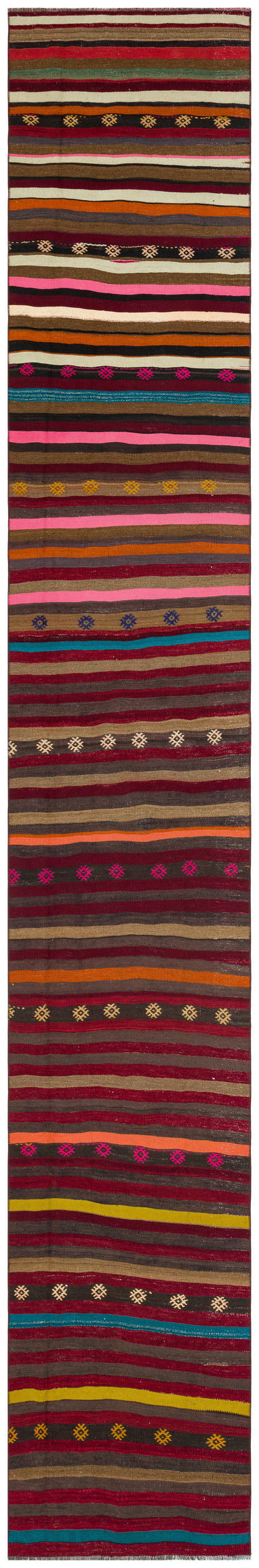 Striped Over Dyed Kilim Rug 2&#39;8&#39;&#39; x 15&#39;9&#39;&#39; ft 81 x 480 cm