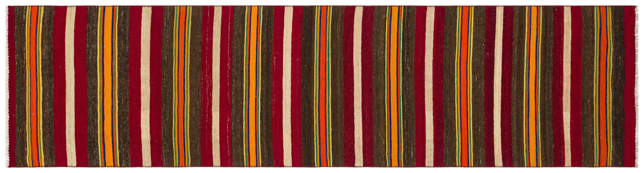 Striped Over Dyed Kilim Rug 2'6'' x 9'5'' ft 75 x 286 cm