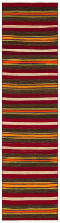 Striped Over Dyed Kilim Rug 2'6'' x 9'5'' ft 75 x 286 cm