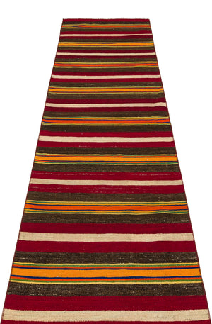 Striped Over Dyed Kilim Rug 2'6'' x 9'5'' ft 75 x 286 cm