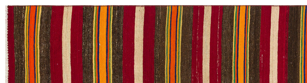 Striped Over Dyed Kilim Rug 2'6'' x 9'5'' ft 75 x 286 cm