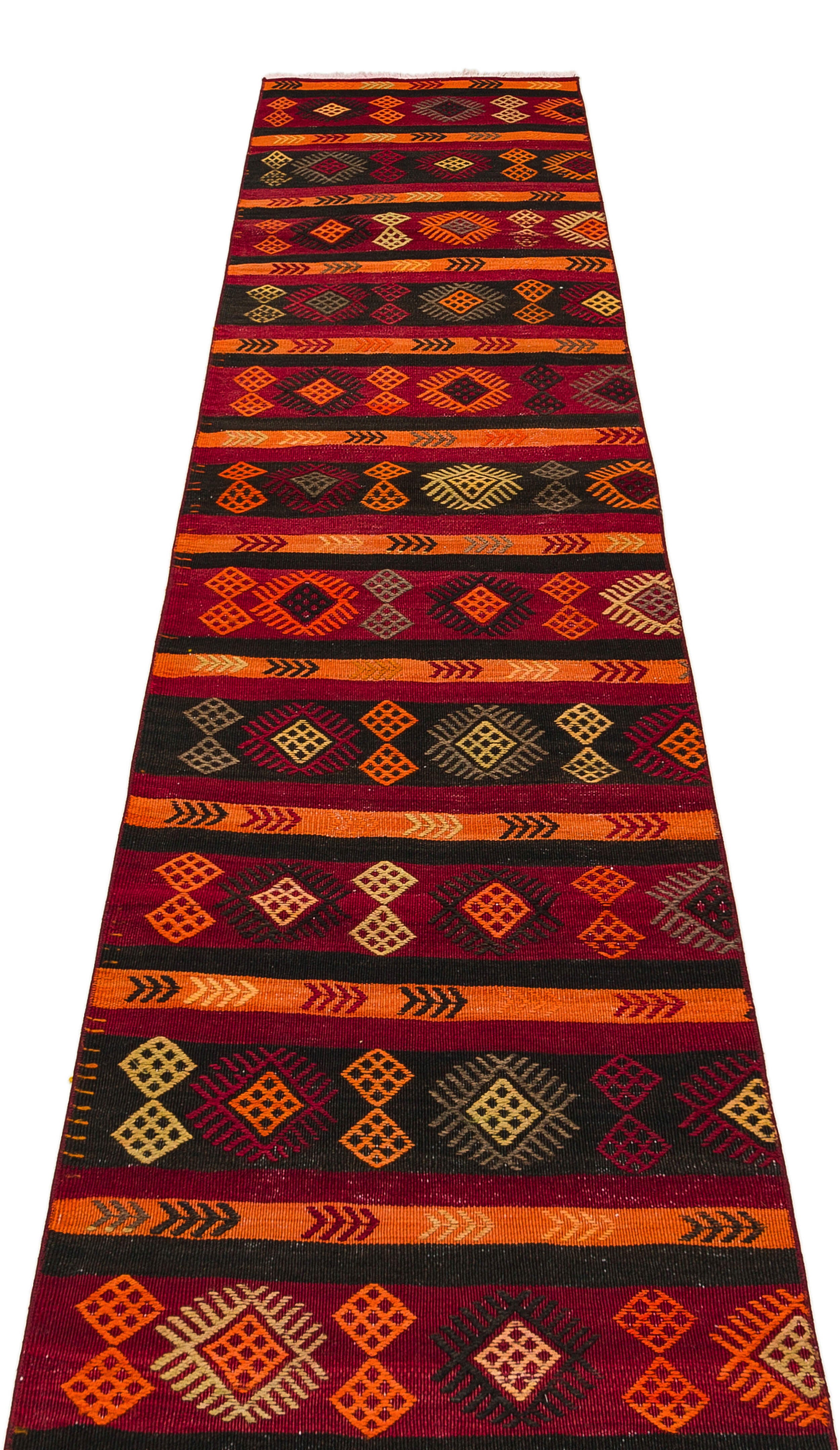 Geometric Over Dyed Kilim Rug 2'2'' x 8'10'' ft 66 x 270 cm