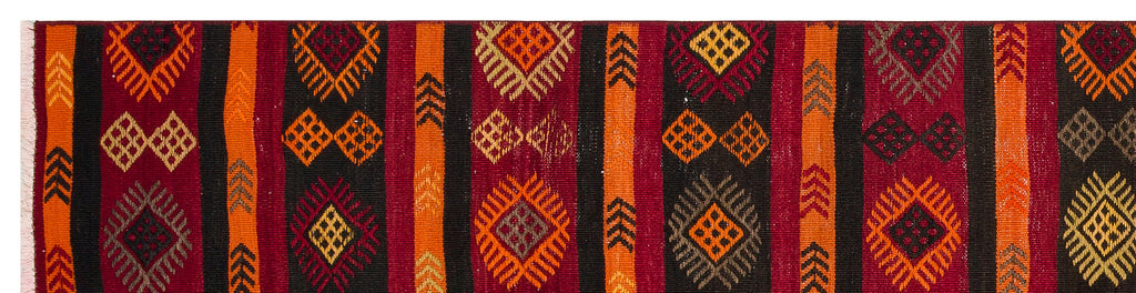Geometric Over Dyed Kilim Rug 2'2'' x 8'10'' ft 66 x 270 cm